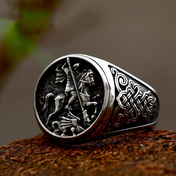 Saint George Amulet Stainless Steel Ring