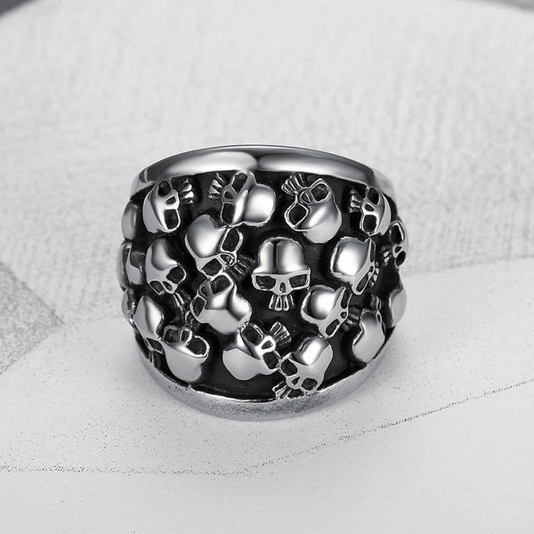 Biker Skulls Ring - Stainless Steel - 0107