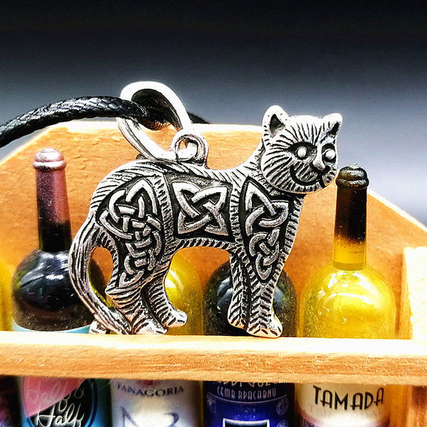 Viking Celtic Cat Pendant Necklace