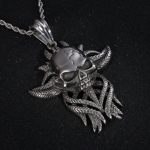 Jungle Skull Necklace (Steel)