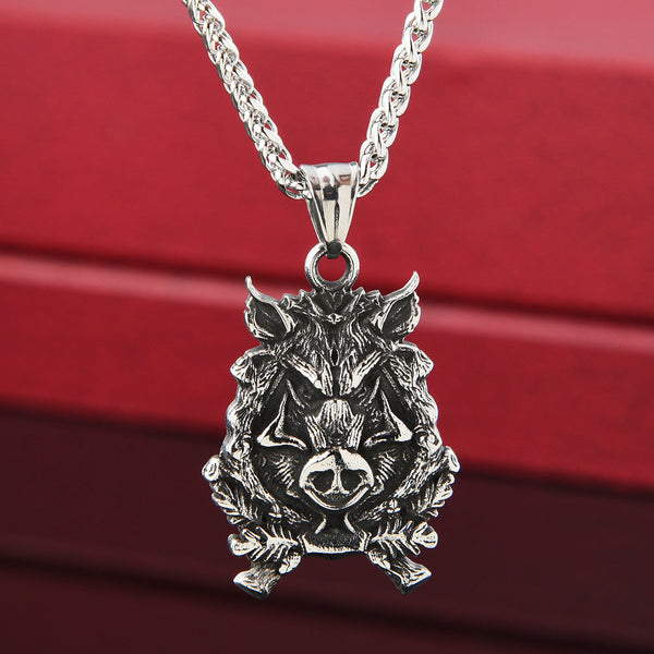 Viking Celtic Boar Pendant Necklace