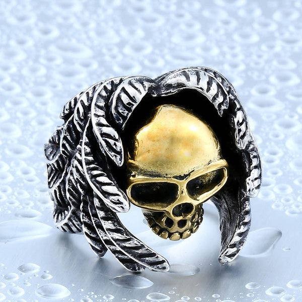 Skull Ring With Wings (Steel)