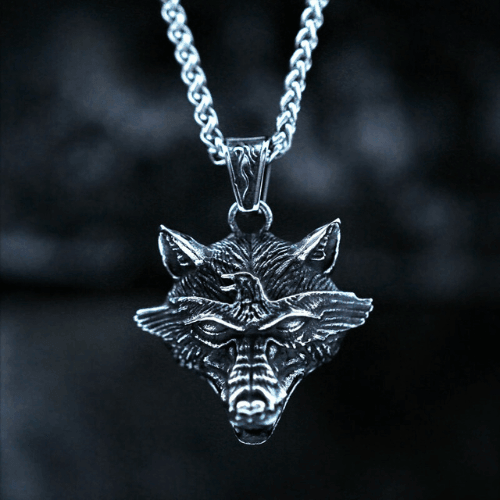 Vintage Stainless Steel Viking Wolf Pendant