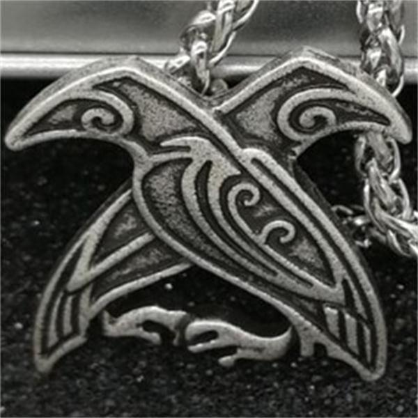 Viking Celtic Raven Pendant Necklace