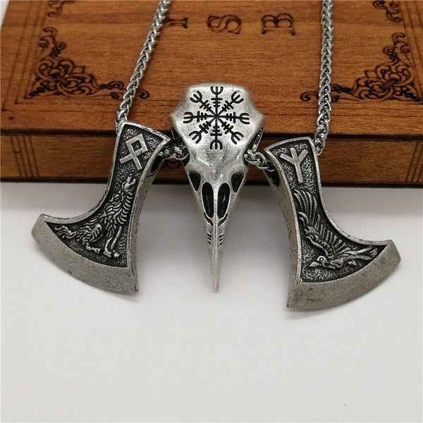 Viking Raven Skull Pendant