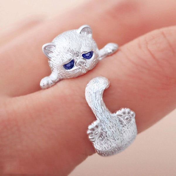 Adjustable Big Blue Eyes Cat Ring - Show You Care