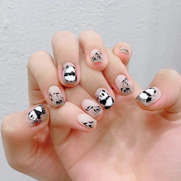 [2024  SALE] Cute Fluffy Pandas Short Press On Nails