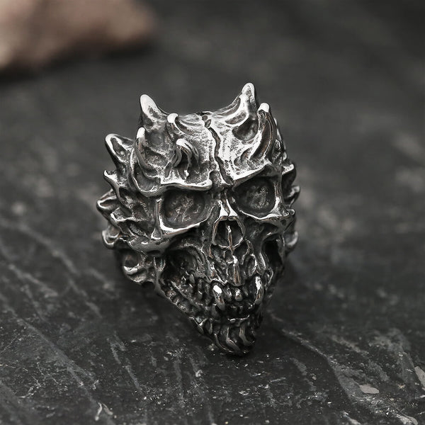 Flaming Skull Stainless Steel Ring