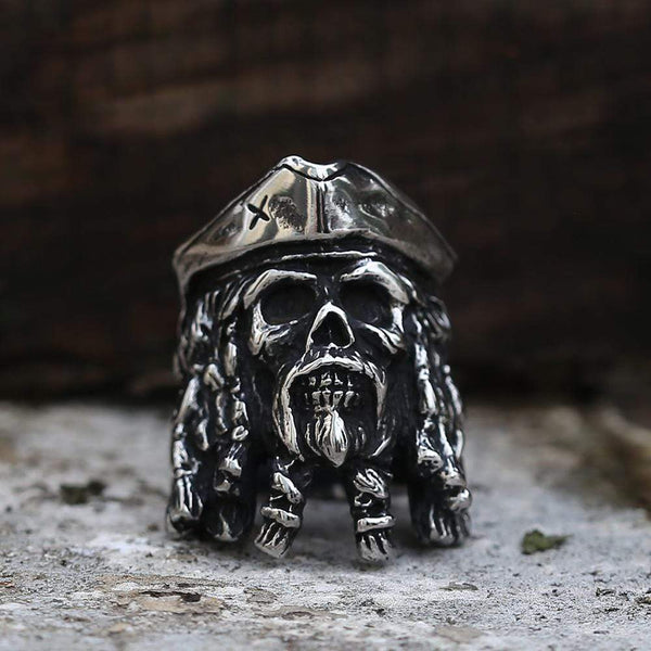 Pirate Captain Stainless Steel Skull Ring