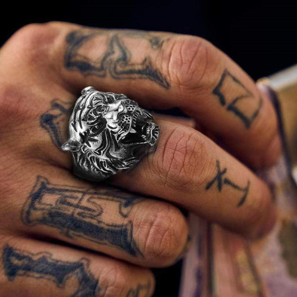 Vintage Tiger Stainless Steel Animal Ring