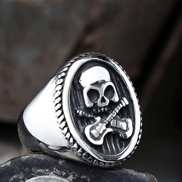 Guitar Skull Stainless Steel Ring