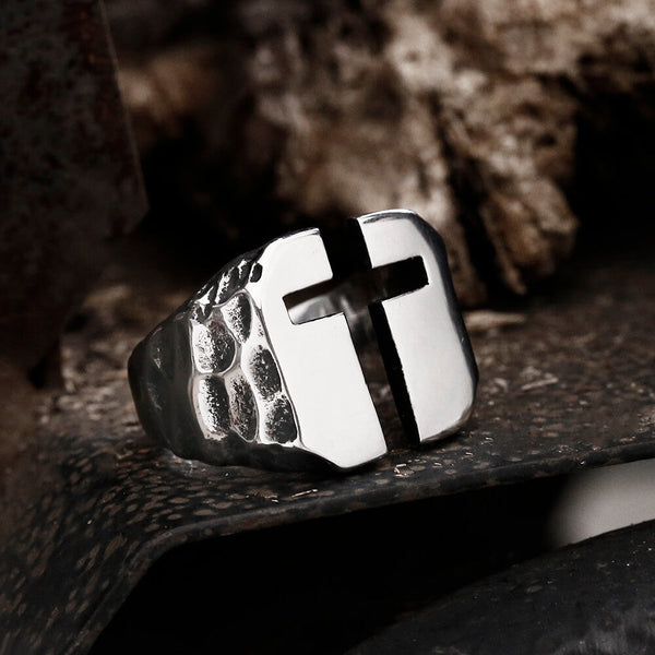 Hollow Cross Stainless Steel Ring