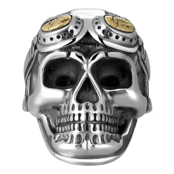 Skull Biker Silver Ring