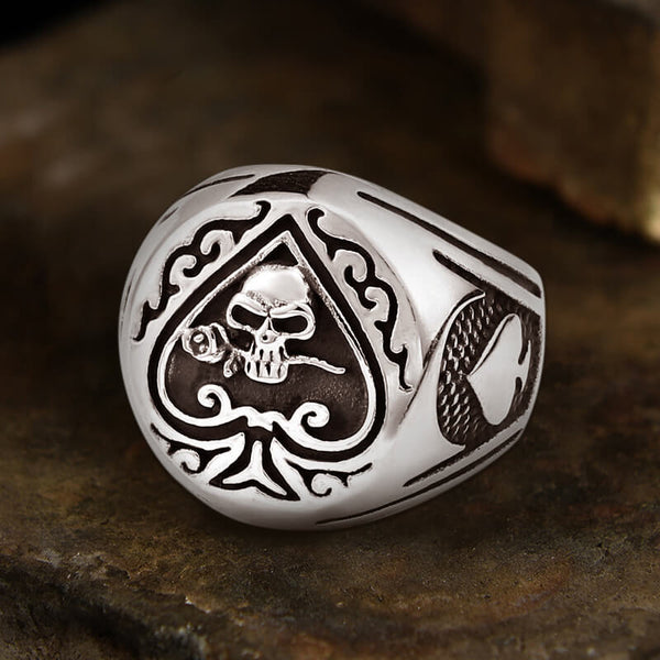 Spades Skull Stainless Steel Ring